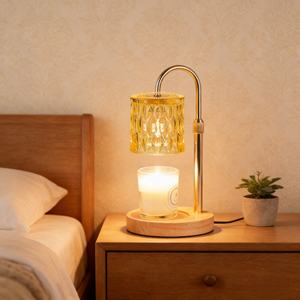 Lampe chauffe-bougie électrique en métal et verre, aromathérapie, fonte de cire, décoration de table, utilisation intérieure et extérieure - Product Image 2