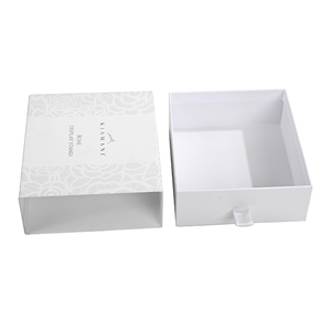 Custom Printed Logo <b>White</b> Jewelry Drawer <b>Box</b> with Ribbon Cardboard Paper Gift Packaging - Product Image 3