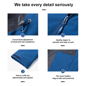 High Quality Durable Fleece Fabric Outdoor <strong>Jacket</strong> for Spring Autumn Customized Logo Embroidery Stand Windproof <strong>Waterproof</strong> <strong>Thin</strong> - Product Image 2