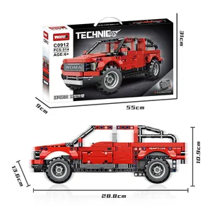 WOMA TOYS Modern Novel Design Advanced Technology Ford F150 Vehicle Car Kids Pull Back Car Building Block Brick Set Gifts Toy