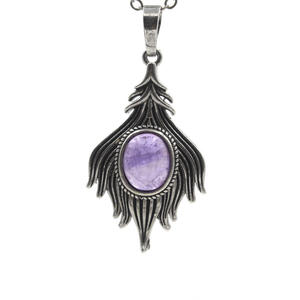 Perhiasan Liontin Kuarsa Kristal Antarmuka Elips Liontin Bulu Rumbai Mengalir Perhiasan Modis untuk Eropa dan Amerika - Product Image 4