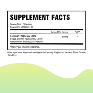 Capsules d'extrait de Forskolin biologique en gros d'usine, approvisionnement OEM, 60 unités, complément de Forskolin sans gluten, soutient la santé cardiaque - Product Image 5