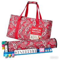 Ensemble de Mahjong Américain de Luxe 166 Tuiles Portable avec Sac de Transport 3 Pièces Accessoires Complets Manuel en Anglais Indicateur de Vent Divertissement