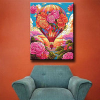 Peinture Diamant Personnalisée Ever Moment : Montgolfière avec Fleurs – Kit Complet Premium ASF3004