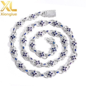 Collar de circonitas con diseño de trébol de cuatro hojas y ojo, símbolo infinito, cadena con botón abatible, joyería hip hop - Product Image 2