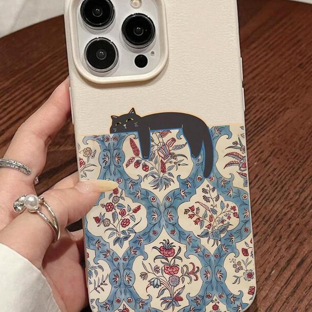 Cute Black Cat TPU Mobile Phone Case Coque Leather Fashion Funda Shell Back Cover for iphone 16 15 17 Air 18 Pro Max