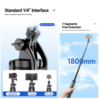 C18 Réglable Quadrupod Selfie Bâton 360 Degrés Panoramique Tir Split Mobile Téléphone Clip 1800mm Alliage D'aluminium Tige