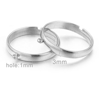 Base de bague ouverte en acier inoxydable en gros avec boucle, réglable, pour la fabrication de bijoux DIY