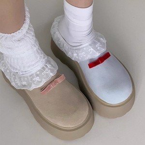 Luce <span class=keywords><strong>blu</strong></span> estate Casual <span class=keywords><strong>da</strong></span> <span class=keywords><strong>donna</strong></span> scivoli altezza altezza crescente piattaforma Buccan Top metà per pantofole con fiocco rivestito nuovo vestito - Product Image 4