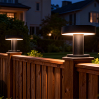 Lampadaire solaire LED extérieur de style moderne, étanche IP65, décoratif pour clôture et porte, avec couleur réglable