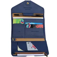 지퍼 포켓을 가진 세 배 문서 조직자 다채로운 다기능 Pu 여권 지갑