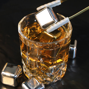 Pierres à Whisky en Métal de Qualité Alimentaire 304, Cubes de Glace en Acier Inoxydable, Réutilisables, Vente Chaude - Product Image 2