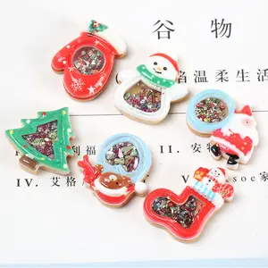 Christmas Resin Charms with Rhinestone Xmas Diy Decor for Phone Case Hairclip Cup