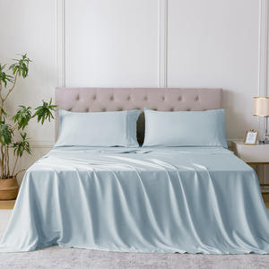 Haute qualité fibre de bambou tissu drap plat Setsg 4 pièces drap-housse taie d'oreiller ensembles de literie doux Cool Textile pour <span class=keywords><strong>Sleepin</strong></span> - Product Image 6