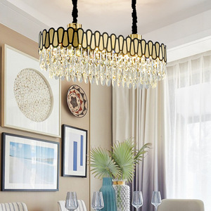Prix d'usine Luminaire suspendu Hôtel Salon Lampe dorée moderne Grands lustres en cristal K9 - Product Image 4