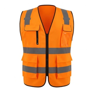 Gilet de sécurité multifonctionnel en polyester léger avec fermeture éclair, tricoté/maillé, haute visibilité, réfléchissant, conforme à la norme ANSI Classe <span class=keywords><strong>2</strong></span> - Product Image 1