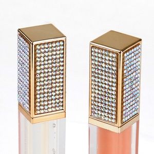 Brillo de labios brillante con tapa de diamante dorado personalizado, caja de embalaje con tapa abatible, venta al por mayor, brillo de labios vegano con etiqueta privada a granel - Product Image 6