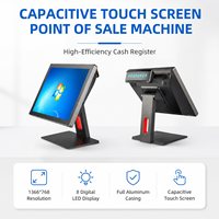 Sistema de Terminal Punto de Venta con Pantalla Táctil Única de 15.6 Pulgadas, Windows/Android, con Pantalla LED8 VFD para Clientes, Sistema POS para Uso Comercial