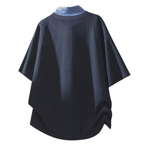 Maglia Formale Estiva da Uomo in Misto Seta/Cotone 300g, Manica Corta, Stampa Leopardata, Vestibilità Regolare, Collo Alto, Bianco e Nero, Taglie L-2XL - Product Image 4