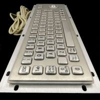 Clavier d'ordinateur industriel en métal à 65 touches, USB filaire, pour kiosque, avec pavé tactile ou trackball