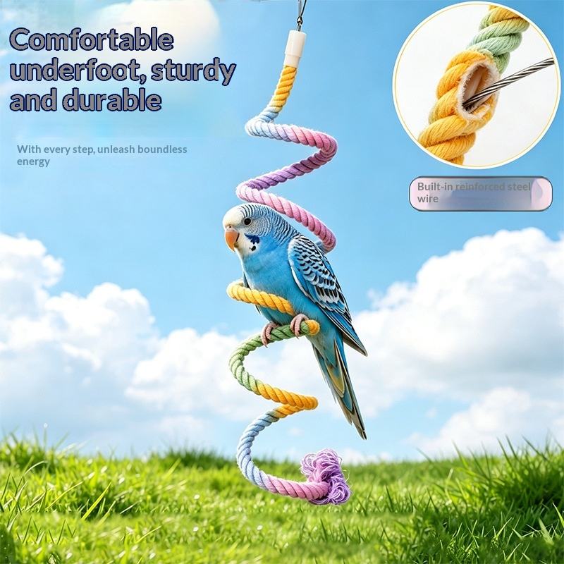 Hemo Rope Natural Hemp Rope Parrot Perch Swing Climbing Rope Beak Grinder Anti ...
