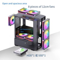 Boîtier PC de jeu de bureau ATX Mid Tower MQ avec panneau latéral en verre trempé, support de refroidissement liquide 240 mm, châssis vue sur la mer