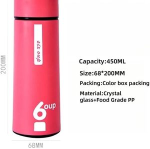 Hot Selling Classic 450ml Portable Eco-Friendly Glass Water <b>Bottle</b> with 2 Cups for Business Events Gift and Custom Logo - Product Image 4