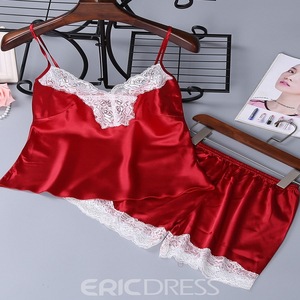 Nuevo conjunto de dos piezas de lencería negra de estilo europeo y americano, de imitación de seda, moderno y cómodo, con ribete de encaje. - Product Image 2