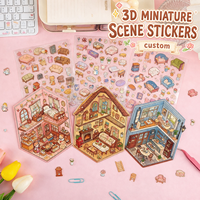 Kit d'autocollants de scène miniature 3D personnalisés, ensemble de pièces de maison de poupée mignonnes à découper soi-même, artisanat créatif pour journalisation