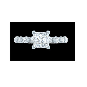 New Trendy Custom Women's Vintage Sterling Silver Gold Plated Lab Grown Diamond Accent Solitaire Ring Fashion Engagement Wedding - Product Image 1