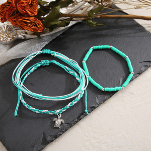 Tobilleras Bohemias de múltiples capas de tortuga estrella de mar, sandalias de ganchillo descalzas para playa de verano, pulseras de tobillo en el <span class=keywords><strong>pie</strong></span>, cuerda de cera, joya de playa - Product Image 6