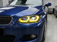 Feux avant JY pour BMW Série 3 E92 2007-2010, ensemble de phares E93 M3 bicolores modifiés, style cuillère à yeux dorés, lentille laser, DRL LED pour voiture