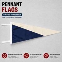 Drapeaux triangulaires et bannières publicitaires personnalisés en feutre – Polyester/laine durable, logo et couleurs personnalisés