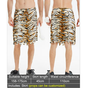 Costume de Caveman pour <span class=keywords><strong>homme</strong></span>, jupe à imprimé tigre, Halloween, préhistorique, tribal, cosplay, fête, déguisements - Product Image 5