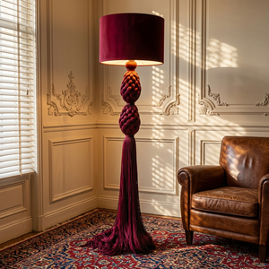 Lampe sur pied en corde de coton nouée à la main, support en métal, style bohème, macramé, couleur et dimensions personnalisables - Product Image 4