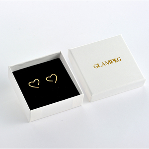 GLAMPKG Custom Gold LOGO Kraft Paper Gift Lid <b>Box</b> Jewelry Pendant Ring Lid Packaging With <b>Black</b> Foam Packaging - Product Image 4