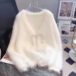 <span class=keywords><strong>Cardigan</strong></span> in maglia di visone corto da donna, caldo e versatile, <span class=keywords><strong>con</strong></span> pelliccia spessa, stile temperamento - Product Image 1