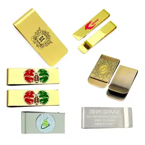 Mannen Accessoires Custom Gepersonaliseerde Gravure Logo Blanco Gouden Strook Roestvrij Staal Metalen Geld Clip