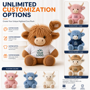 Peluche de Vaca Highland Original, Directo de Fábrica, Logotipo Personalizado, Alta Calidad, OEM, ODM, Peluche de Marca, Fábrica de Animales de Peluche - Product Image 4