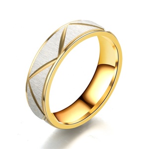 Wholesale Italian Style <b>Titanium</b> Steel Couple <b>Rings</b> High Quality No-Fading Gold Stainless Steel Inlay Jewelry for Gifts Parties - Product Image 6