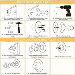 Butées <span class=keywords><strong>de</strong></span> <span class=keywords><strong>porte</strong></span> en acier inoxydable pour montage mural et au sol, support <span class=keywords><strong>de</strong></span> <span class=keywords><strong>porte</strong></span> pour garder la <span class=keywords><strong>porte</strong></span> ouverte, arrêt <span class=keywords><strong>de</strong></span> <span class=keywords><strong>porte</strong></span> sans perçage avec adhésif 3D - Product Image 6