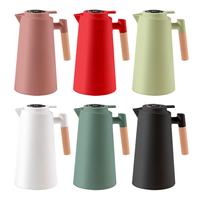 Bouilloire électrique en acier inoxydable de 1 L, 1500 W, à quatre parois isolées sous vide, avec poignée en bois, arrêt automatique, pour usage domestique