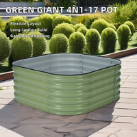 Jardinière surélevée/pot à fleurs modulaire en métal ondulé de luxe 4N1-17, 17'' de hauteur, galvanisée, à usage domestique, motif carré