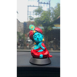 Ídolo del Señor Krishna Pintado a Mano (Acabado Azul) Obra Decorativa Espiritual para el Hogar, Templo, Escritorio de Oficina, Tablero de Coche y Regalo - Product Image 6