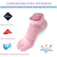 Coolmax Chaussettes à cinq orteils Chaussettes à cinq doigts Chaussettes de course athlétiques No Show Crew 4 paires