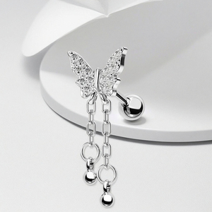 Catena ciondolo Tragus orecchini a farfalla cartilagine orecchini 16G <span class=keywords><strong>acciaio</strong></span> <span class=keywords><strong>chirurgico</strong></span> Piercing a elica gioielli moda donna Piercing - Product Image 2