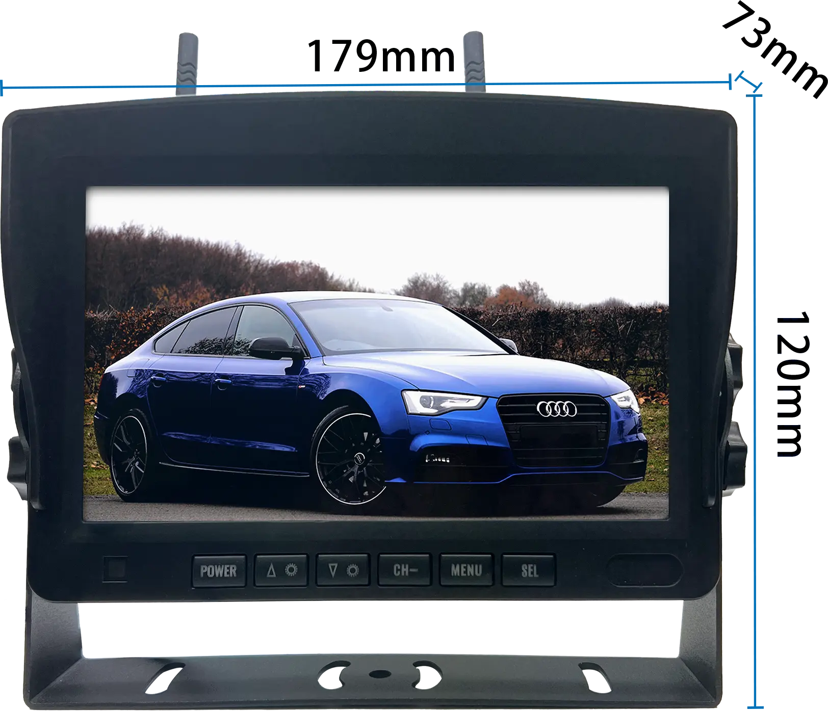 צג אחורי לרכב tft lcd אלחוטי 7 אינץ' תומך ב-8 שפות מצלמת דאש Dvr מקליט כפול גיבוי אחורי קדמי