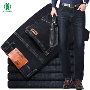 Calças jeans masculinas personalizadas, calças de denim stretch para homens, tamanho grande