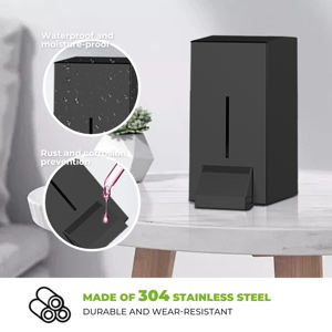 Distributeur de savon mural moderne FANDA en acier inoxydable noir, écologique, avec une capacité de 1000 ml - Pour les bureaux - Product Image 3