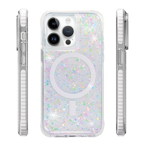 Étui de téléphone en TPU de luxe, design magnétique, antichoc, brillant, époxy, pour iPhone 15 14 13 12 11 Pro Max - Product Image 1